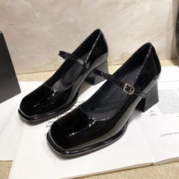 Dress Shoes 2024 Spring Mary Janes Woman Non-Slip Casual Solid Colour Ladies Elegant Square Head Outdoors Heel Women's