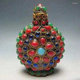 Bottles Collection Exquisite Chinese TURQUOISE CORAL BEADS HANDMADE SNUFF BOTTLE RARE