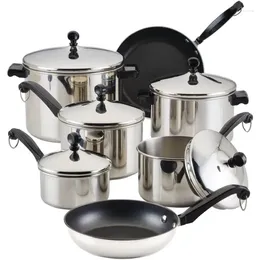 Cookware Sets Farberware Classic Stainless Steel Pots And Pans Set 15-Piece 50049 Silver