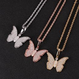 Pendant Necklaces High Quality Bling Butterfly Christmas Hip Hop Men And Women Couple Hiphop Accessories Gifts