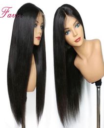 Natural Colour Silky Straight 134 front lace wig 100 Brazilian human hair long length 180 density for black women7994771