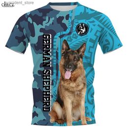 Men's T-Shirts Men T-Shirt German Shepherd Polynesian Style 3D Printed T Shirt Summer Women Casual Streetwear Short Sleeve Male Tee Tops L240304