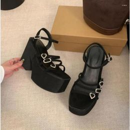 Summer Women Sandals Thick Sole 628 Shoes Platform High Heel Black 65