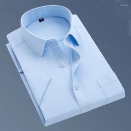 Men's Dress Shirts Plus Size Male T Shirt For Business Summer Fashion Short Sleeve Blue White Color Cool Brand Striped