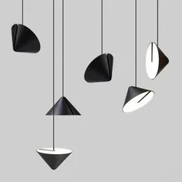 Pendant Lamps Nordic Modern Tapered Lights Black White Simple Bedroom Bedside Hanging Lamp Adjustable Angle Rotary Industrial Lighting