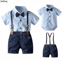 Clothing Sets Summer Boys Clothes Baby Outfit Set Bow Tie Suit Born Party Birthday Dresses 3 6 9 1 2 18 24 Months Romper2698244