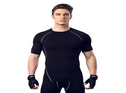 Fitness suit men basketball running training clothes elastic compression fast drying sports tights short sleeves6916966