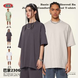 BE Men's Wear | 2024 Spring/summer 230G Ba Jia Cool Sports Solid Colour Rubbed Edge Short Sleeve Loose Fashion Brand Couple Top T