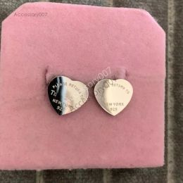 designer Jewellery earing original branded polished heart TF stud 316L Stainless Steel 18k Gold silver rose engrave earrings friendship gift Jewellery with box