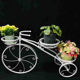 Other Garden Buildings White Tricycle Cart Holder Planter Rack Bicycle Plant Stand Flower Pot Display Shelf Frost-Resistant For Home Garden Patio Decor YQ240304