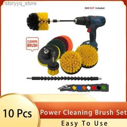 Cleaning Brushes 10 Pcs Power Cleaning Brush Set with Extend Attachment for Bathroom Car Grout Carpet Floor Tub Shower Tile Corners KitchenL240304