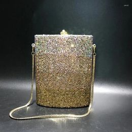 Evening Bags Lady AB Gold Color Diamond Stones Clutch Crystal Handbag Women Party Prom Bag Bridal Clutches Wedding Purse