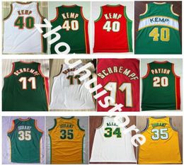 Mens Vintage 11 Detlef Schrempf Green White Red 20 The Glove Gary Payton 40 Reign Man Shawn Kemp 34 Ray Allen Kevin 35 Durant Shir2623267