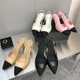 30% OFF Sports 2024 High version C family small fragrance pointed head womens thin Colour matching sandals versatile French high-heeled shoes