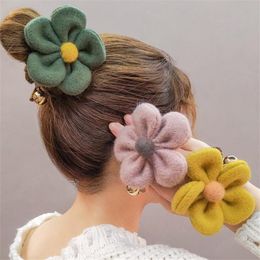 Big Flower korean Style Hariy Hair Clip Elastic Hair band Hair Accessoreis For Women Girls Ponytail Holder Scrunchies Hairpins6628135