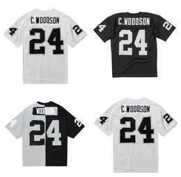 Stitched football Jersey 24 Charles Woodson 1998 black mesh retro Rugby jerseys Men Women and Youth S-6XL