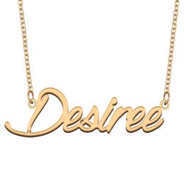 Desiree Name Necklace Custom Personalised Pendant for Men Women Birthday Gift Best Friends Jewellery 18k Gold Plated Stainless Steel
