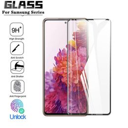Tempered Glass for Samsung Galaxy S24 Ultra S24+ S23 Plus Full Cover Screen Protector Fingerprint Unlock films 0.18MM 2.5D Black Edge Premium Proof oppbag