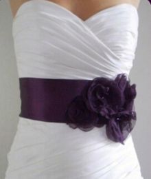 Country Vintage Bridal Sash Grape Purple Handmade Flowers Beads Back Tie Adjustable Wedding Dress Belt Brides Accessaries1756478