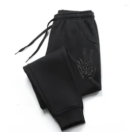 Men's Pants V-sign Hand Drawing Men Sweatpants Classic Black White Street Funky Trousers Hippie Cotton Casual Wholesale