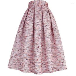 Skirts 2024 Autumn Winter Korean Dongdaemun High Quality Clothing Vintage Luxury Elegant Waist Long Colorful Tweed Woolen Skirt