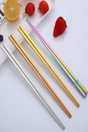 Colorful Chopsticks Whole Glossy Gold Chopsticks Wedding Stainless Steel 304 Square Golden Chopsticks Restaurant Good Quality 4477745