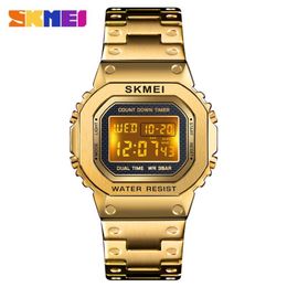 2019 SKMEI Relogio Masculino 1456 Men Electronic Digital Watch Chronograph Clock Dual Time Display Sport Watch Male Wristwatch276S