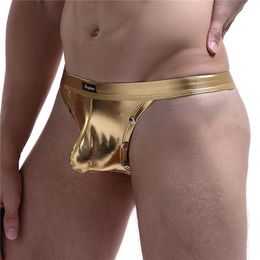 Men's Faux Underwear, Sexy Patent Leather Rivet Thong, Personalised Fashion, Trendy T-Shirts 513070