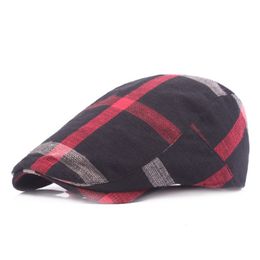 Unisex Coloured Plaid Cotton Newsboy Caps Hats Flat Ivy Gatsby Cap Men Women Retro Berets Driving Casquette294o