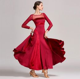 red black green standard ballroom dress women waltz dress fringe Dance wear velvet stitiching modern dance costumes flamenco dress5010760