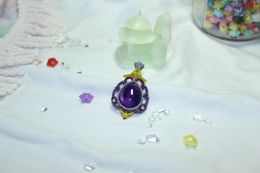 Pendant Necklaces Hand Woven Wax Thread Amethyst Water Droplet