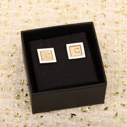 Luxury quality charm square shape stud earring with fuchsia and white Colour in 18k gold plated have stamp box PS3059B