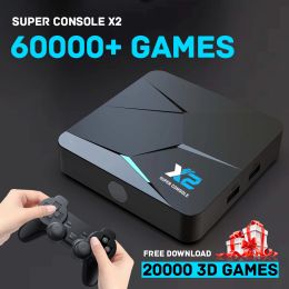 Consoles KinHank Super Console X2 4K Portable Video Game Consoles 60000 Retro Games 70 Emulator For PSP/PS1/Sega Saturn With Controllers