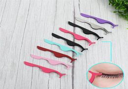 Eyelash Curler False Eyelash Tweezers 8 Colours Fake Eye Lash Applicator Eyelash Extension Curler Nipper Auxiliary Clip Clamp Makeu4771438