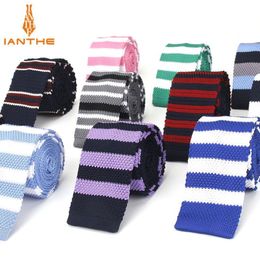 Fashion Mens Knit Ties Colourful New 6cm Slim Knitted Skinny Neckties For Men Party Wedding Male Neckwear Tie Cravat Corbatas353O