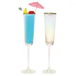 Wine Glasses 150ml Wedding Champagne Flutes Fancy Gold Rimmed Gradient Glass Set Of 2 For Bride And Groom