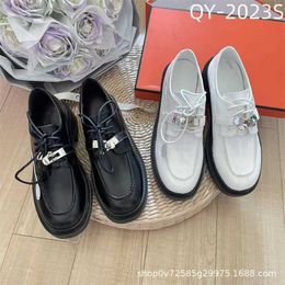 30% OFF Sports shoes 2024 Autumn New British Style Lock Buckle Sole Handmade Genuine Thick Heel Lace up Lefu Small Leather Shoes for Women