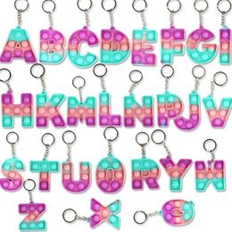 26 Letters & Numbers Sensory Fidget Pop Bubble Poppers Key Ring Alphabet Shape Push Bubbles Popper Board Keychain Finger Puzzle Ch181I