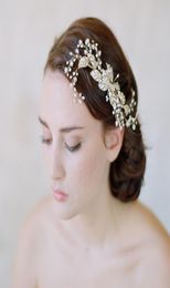 Gold Tiaras Crystal Hair Combs Bridal Rhinestones Hair Accessories For Brides Handmade Nofading Bridal Accessories Wedding Hair P8438363