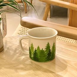 Mugs 350ML Pine Tree Pattern Mug Creative Green Plant Coffee Cup Home Couple Office High Beauty Tea Christmas Party Gift