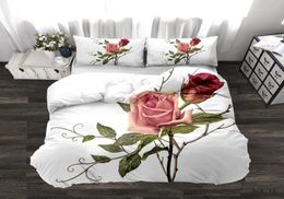 3D Rose Bedding Set Duvet Cover Floral Print Bed Linen Bedding Cover Comforter Sets Bedclothes Bed Setno Sheet5833677