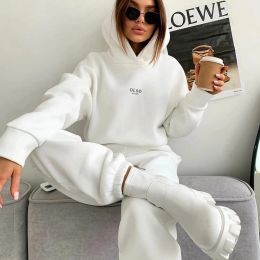 Sweatshirts Women Tracksuit Autumn Winter Warm Hoodies Top Suits Casual Hooded Sweatshirts And Jogging Pants Outfits Sweatpants 2 Piece Sets