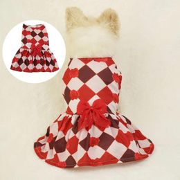 Dog Apparel Pet Dress Fashionable Plaid Bow For Pets Soft Comfort Style Dogs Cats Parties Birthdays Weddings High-quality