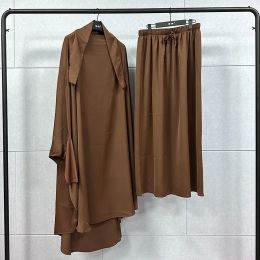 Sets Muslim Skirt Set Women Hijab 2 Piece Prayer Clothes Batwing Abaya Matching Head Cover Scarf Islam Jilbeb Dubai Turkey Clothing