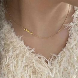 Simple initial dainty pendant designer choker necklace 14K gold plated thin chain light weight necklacesNOUX