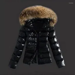 Women's Trench Coats Winter Fashion Casual Slim Cotton Jacket Faux Fur Collar And With Hooded Warm Coat Zipper