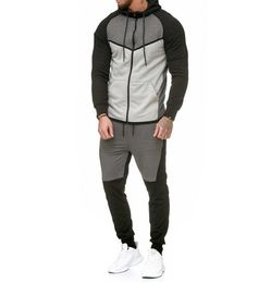 Autumn Fitness Sportswear Men Set Fashion Tracksuits Sets Man Bodybuilding Hoodies Pant Casual Outwear Suits Drop8881881