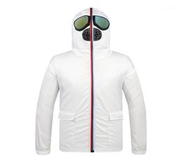 Spring Jacket Men Windbreaker Motorcycle Hooded with Glasses Mask Women Jackets Zip up Thin Summer Plus Size 3XL 4XL White Black12477087