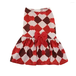 Dog Apparel Pet Dress Fashionable Plaid Bow For Small Dogs Cats Soft Comfortable Princess Parties Birthdays