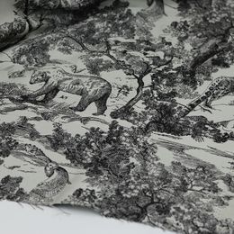 50cm/조각 정글 동물 자카드 새틴 직물 의류 셔츠 직물 고급 Qipao 패브릭 DIY 수제